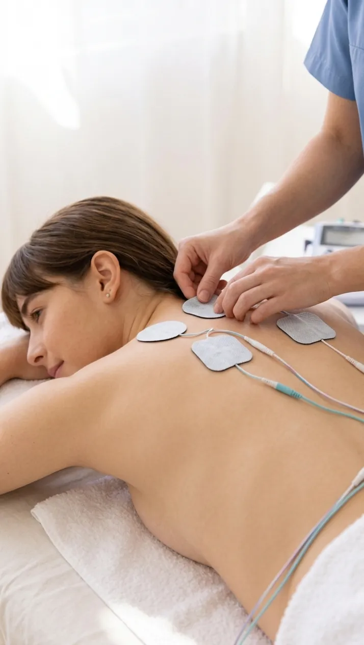 Elektroden auf dem Rücken einer Patientin